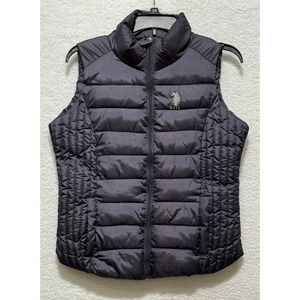 US Polo Assn Womens Puffer Vest Full Zip Sleeveless Jacket Gray Medium